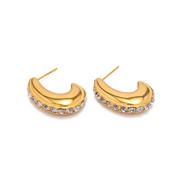 Anti tarnish high finishing 18K plated on stainless steel Gold Earrings - Image 4