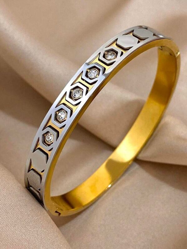 Honey hive design 18K Gold and 316L stainless steel double layer Antitarnish bracelet