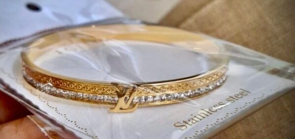 Matt front finish 18K dupe Louis Double lock Bracelet-Antitarnish