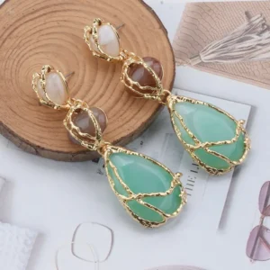 Rich look Streetwear Geometric Plating Alloy Resin Drop Earrings