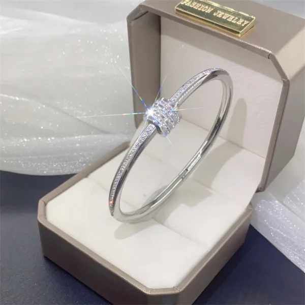 Antitarnish Zirconia titanium steel 316L Silver plated bracelet