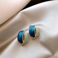Two Tone Geometric Stud Fashion Earrings