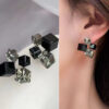 Black cube charms Korean stud - Image 2