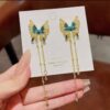 Enamel blue butterfly trendy earrings - Image 3