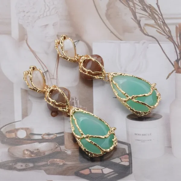 Rich look Streetwear Geometric Plating Alloy Resin Drop Earrings - Image 2