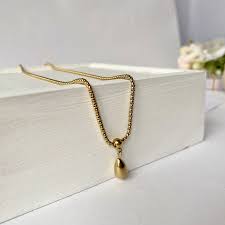 Trendy Rain drop Antitarnish 316L stainless steel necklace waterproof