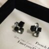 Black cube charms Korean stud