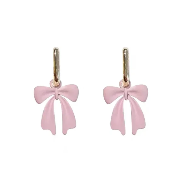 Pink Bowknot Two-piece 2-1 Earrings For Women Summer High Sense Temperament Internet Celebrity Earrings New Fashion - Image 4