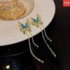 Enamel blue butterfly trendy earrings - Image 4