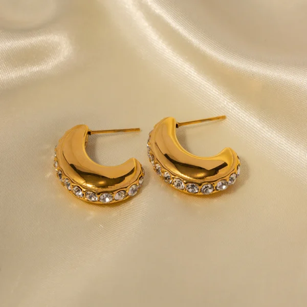 Anti tarnish high finishing 18K plated on stainless steel Gold Earrings
