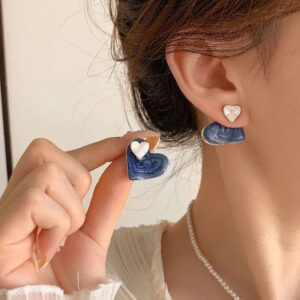 Double side heart enamel 2 in 1 stud