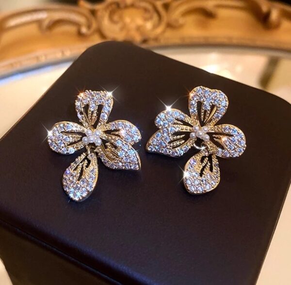 Zircon 4 petals fancy night glow earrings - Image 2