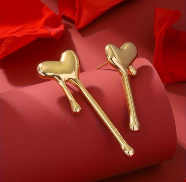 18k Gold plated on stainless uneven Melting heart - Image 2