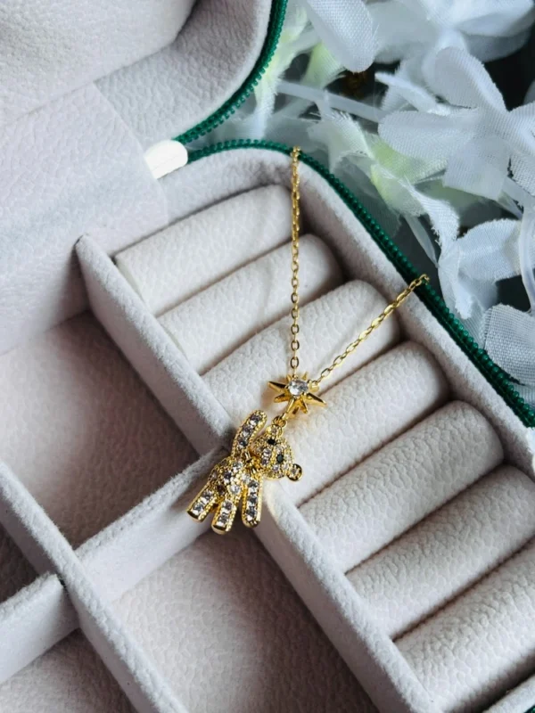 Cute teddy 18k Gold Antitarnish invisible trendy Necklace - Image 2