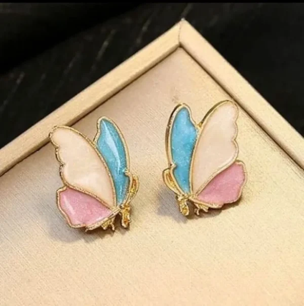 Multicolour butterfly stud - Image 2