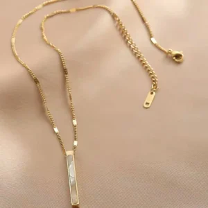 Unisex 18k gold plated on Stainless Steel Anti Tarnish Bar charm necklace