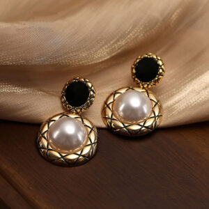 Golden Nickel Free Pearl Alloy Drops & Danglers