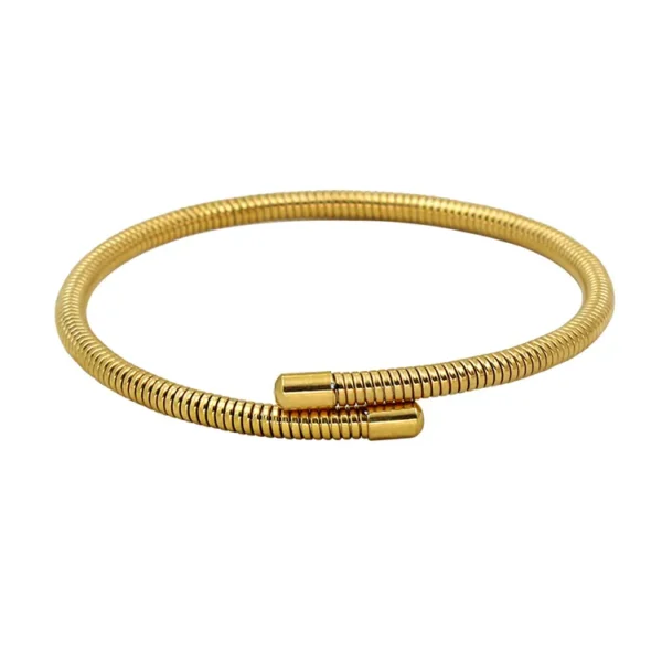 18K gold plated on 316L stainless steel flexible spiral waterproof bracelet
