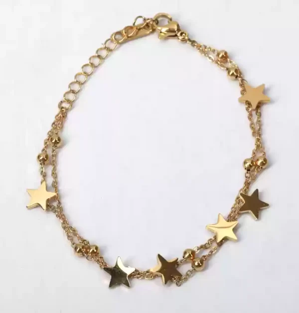 Antitarnish star charm 2 layer 18k gold bracelet - Image 2