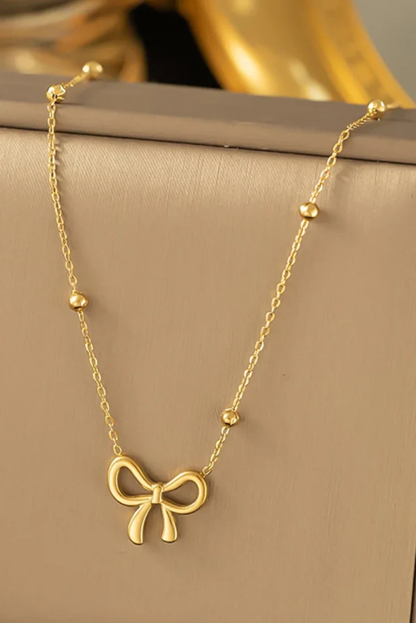 18k gold plated on 316L stainless steel bow necklace - Image 4