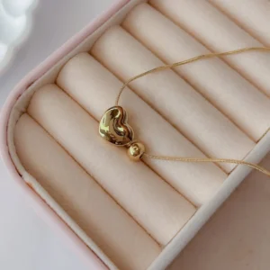 18k gold plated on 316L stainless steel Heart and pair necklace