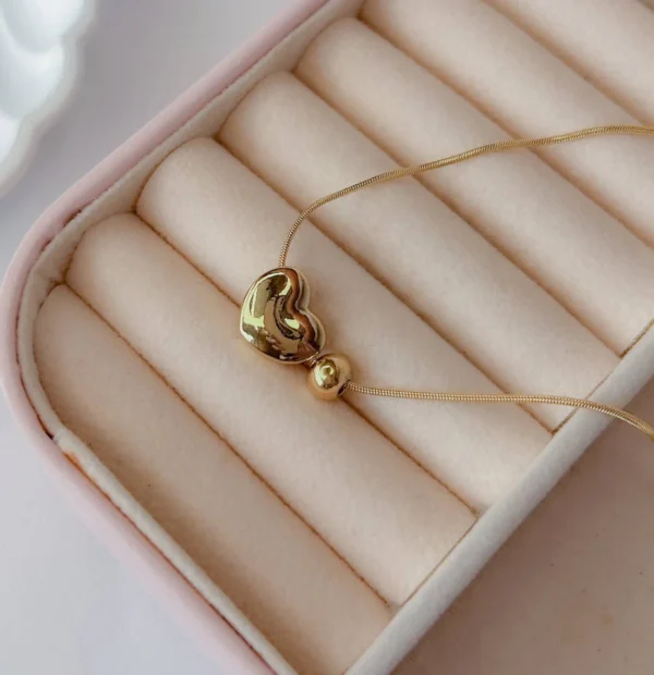 18k gold plated on 316L stainless steel Heart and pair necklace