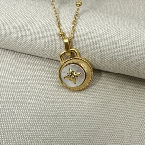 18k gold plated on 316L stainless steel compass necklace