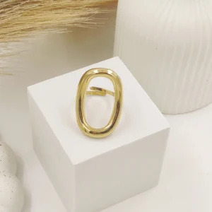 Stainless Steel 18K Gold Plated Oval open ring