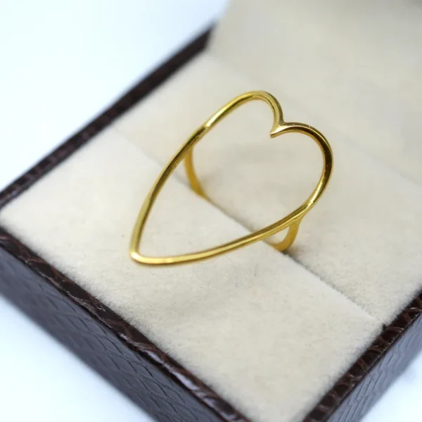 Stainless Steel 18K Gold Plated Heart statement open ring