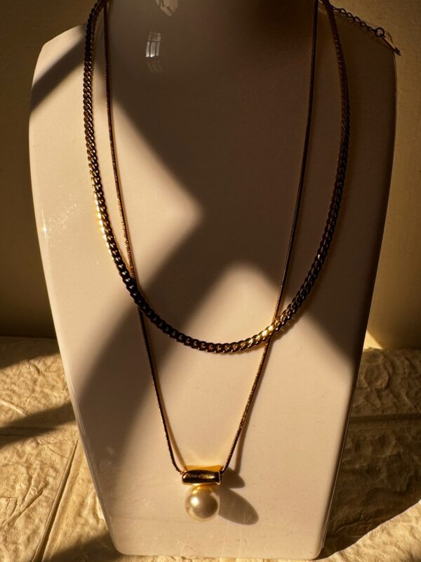 18k gold plated on 316Lstainless steel Pearl pendant necklace