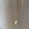 18k gold plated on 316Lstainless steel Opal pendant necklace