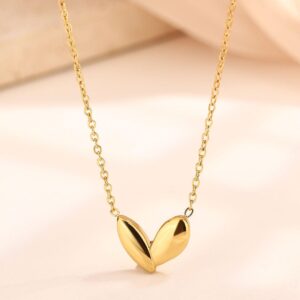 18k gold plated on Stainless Steel Anti Tarnish connected heart pendant necklace