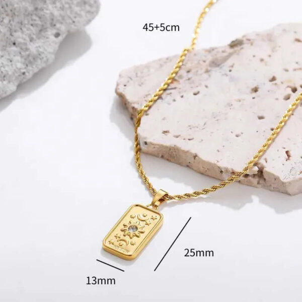 Sun sign Unisex 18k gold plated on Stainless Steel Anti Tarnish - Image 2