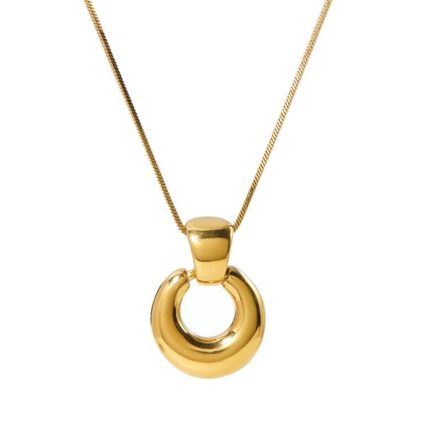 18k gold plated on 304 stainless steel Monet snake chain circular door knocker pendant necklace