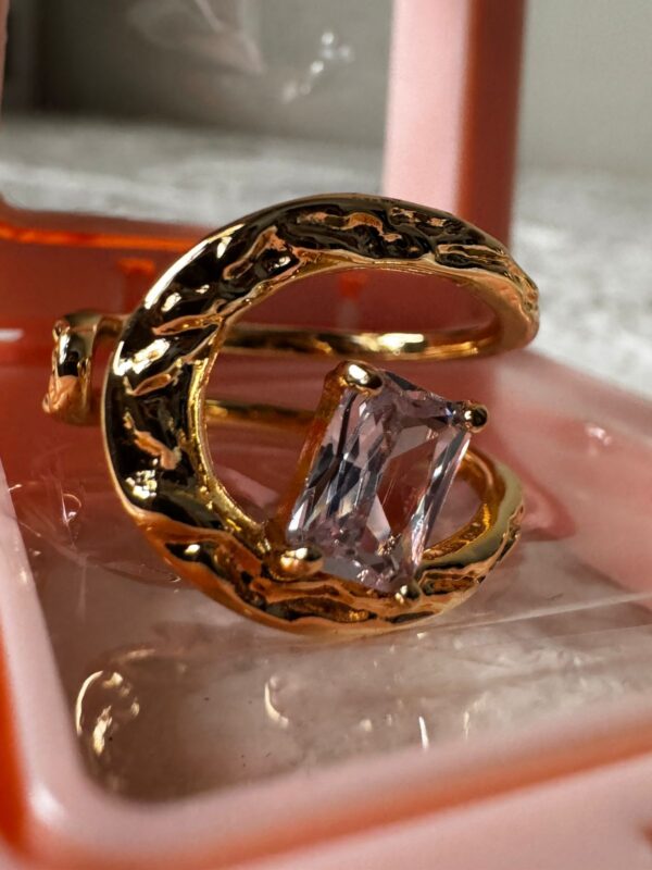 Stainless Steel 18K Gold Plated Harmony hammered ring - Image 3