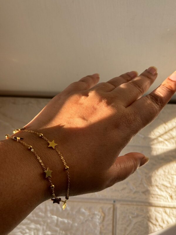 Antitarnish star charm 2 layer 18k gold bracelet - Image 3