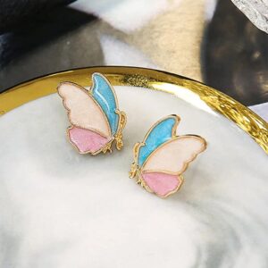 Multicolour butterfly stud