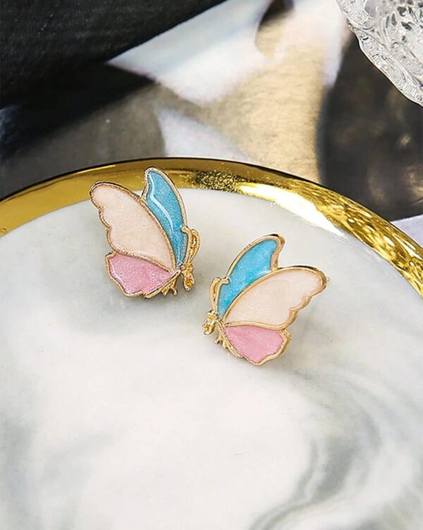 Multicolour butterfly stud