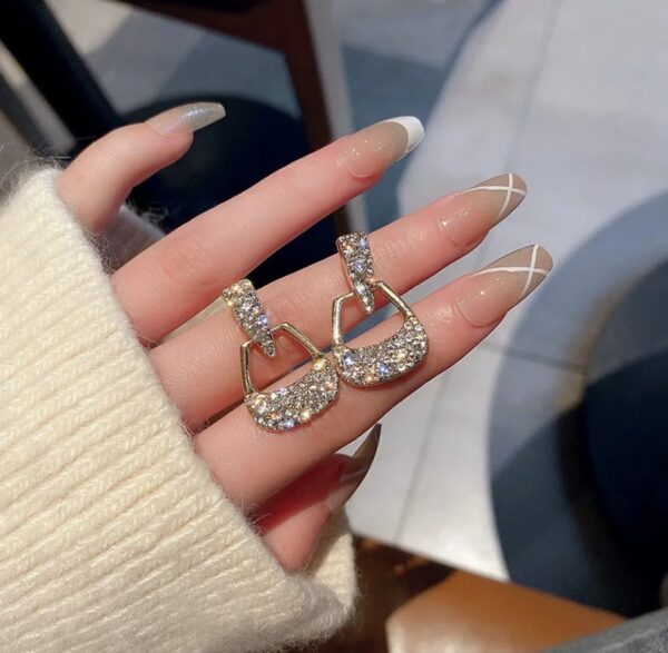 Rhinestone geometric earrings - Image 2