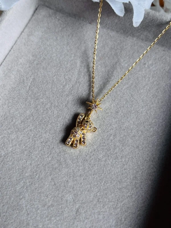 Cute teddy 18k Gold Antitarnish invisible trendy Necklace - Image 3