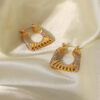 18K Gold C hole hoops 316L Stainless steel Anti Tarnish - Image 2