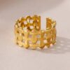 Stainless Steel 18K Gold Plated Vintage Style Geometric Open Ring - Image 2