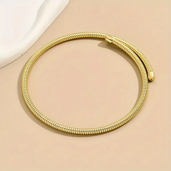 18K gold plated on 316L stainless steel flexible spiral waterproof bracelet - Image 2