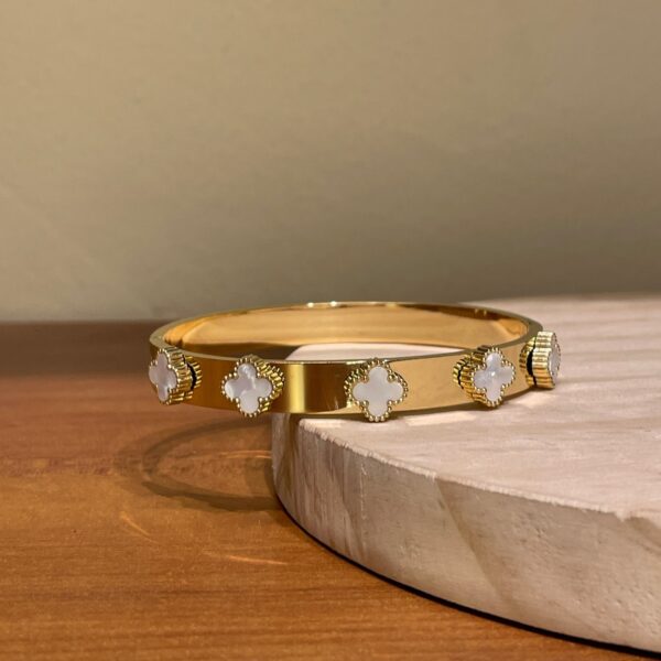 18k gold plated on 316L Stainless steel full white - Image 2