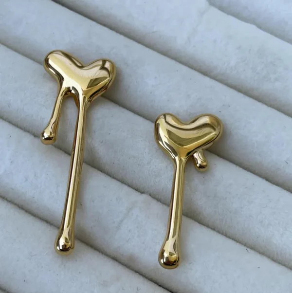 18k Gold plated on stainless uneven Melting heart