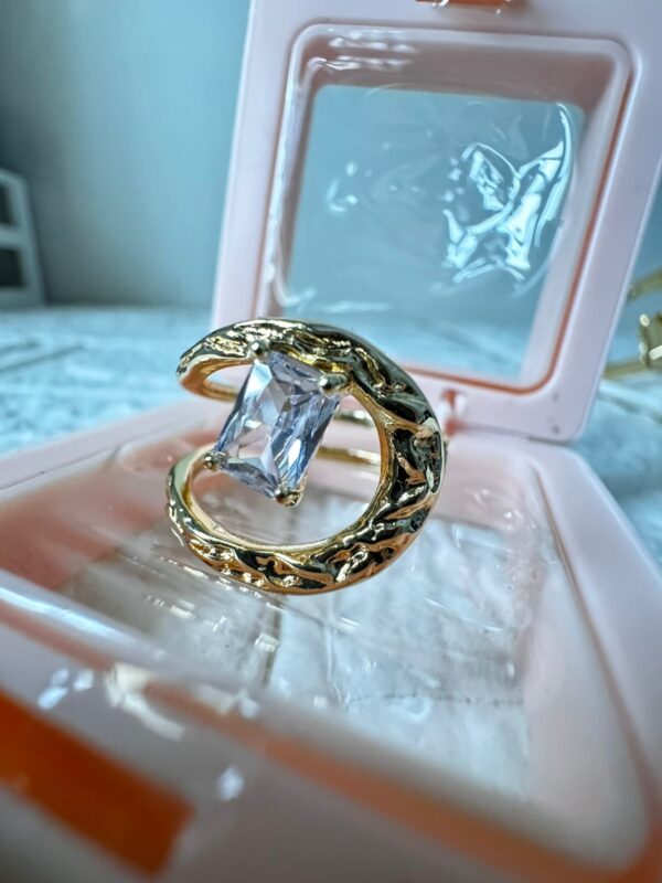 Stainless Steel 18K Gold Plated Harmony hammered ring - Image 2