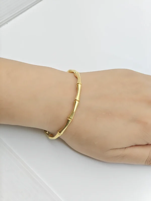 18K gold plated on 316L stainless steel Bamboo cuff - Image 3