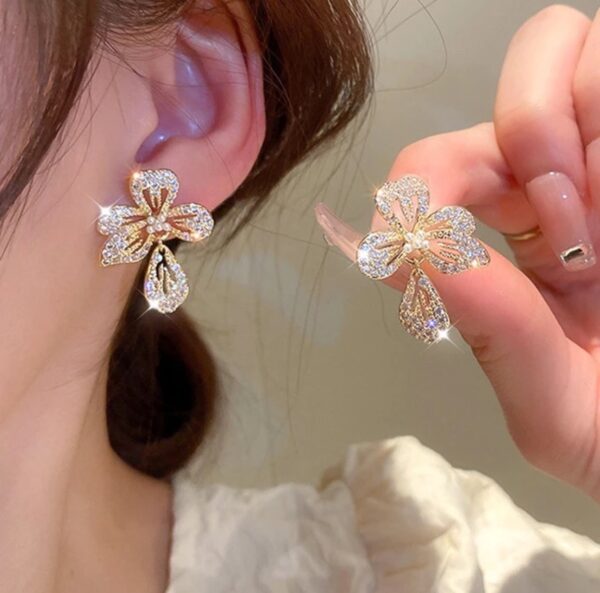 Zircon 4 petals fancy night glow earrings