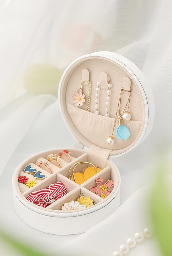 Round Jewellery Box White - Image 2