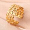 Stainless Steel 18K Gold Plated Vintage Style Geometric Open Ring - Image 3